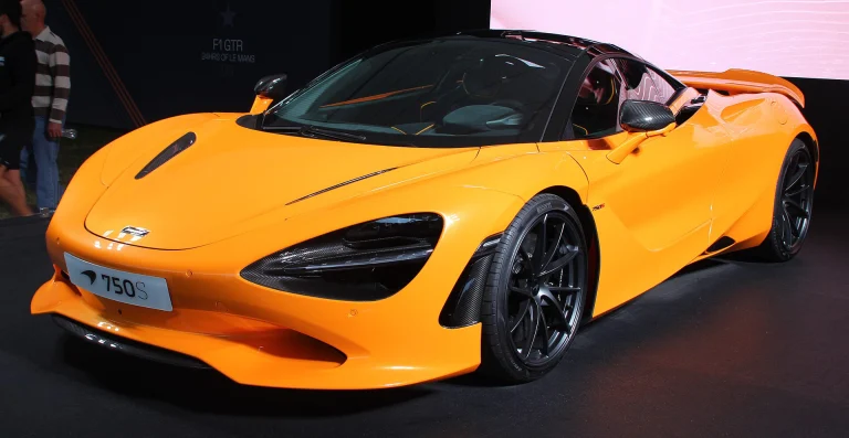 Yellow McLaren 750S on an indoor display