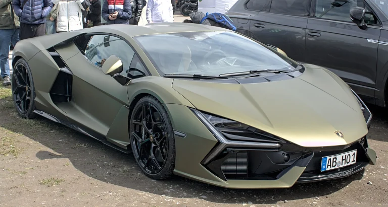 Lamborghini Revuelto coupe parked on a cobbled street