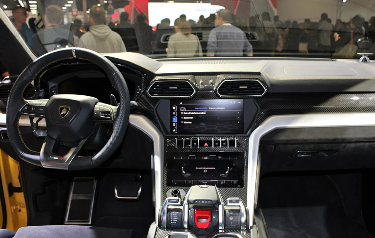 Lamborghini Urus dashboard, steering wheel and center console